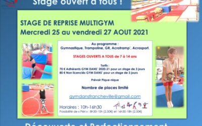 STAGE REPRISE MULTIGYM – AOUT 2021